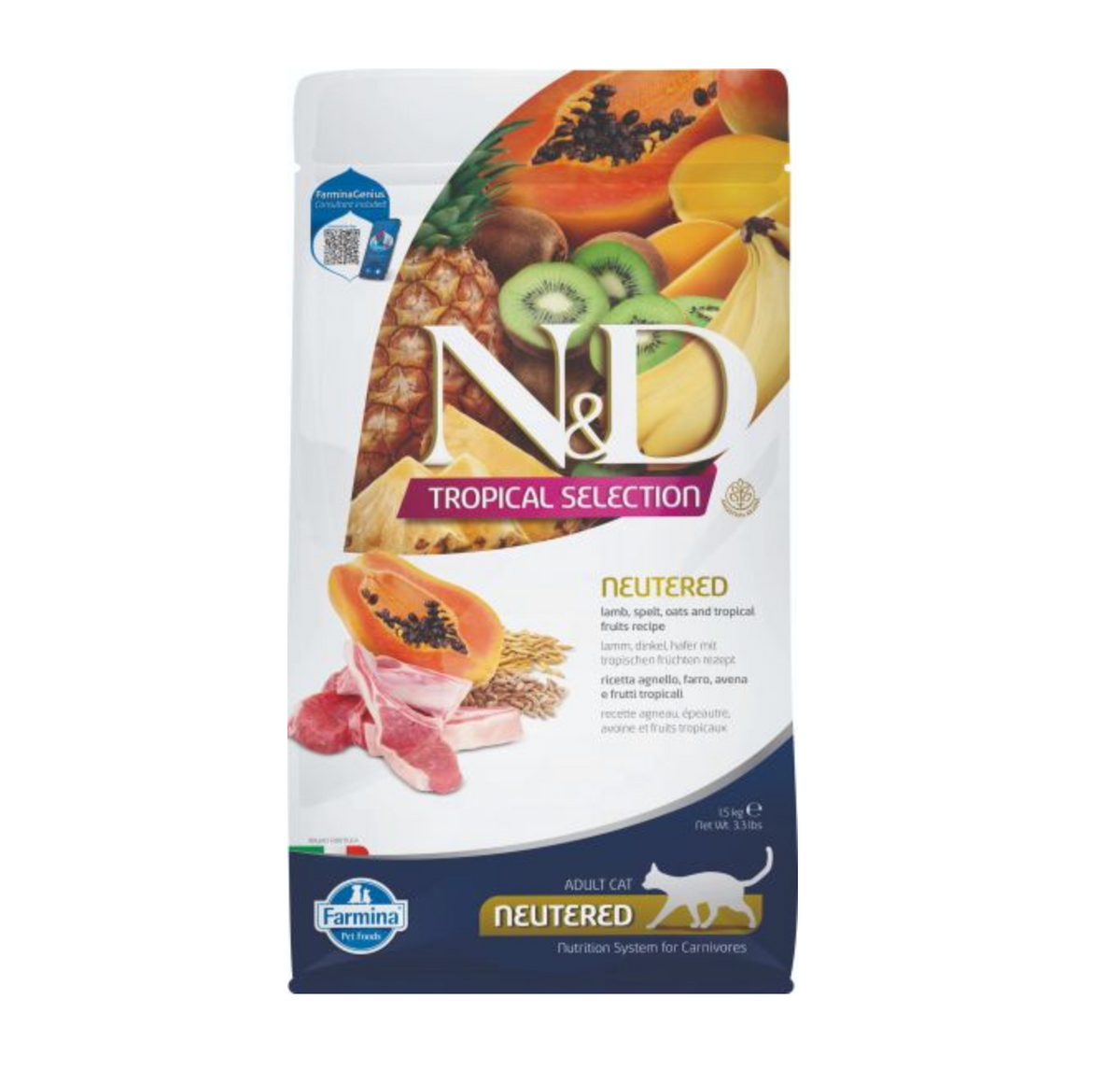 【FARMINA N&D - CAT】 Tropical Selection Lamb For Neutered Cat (Weight Control)-5 kg