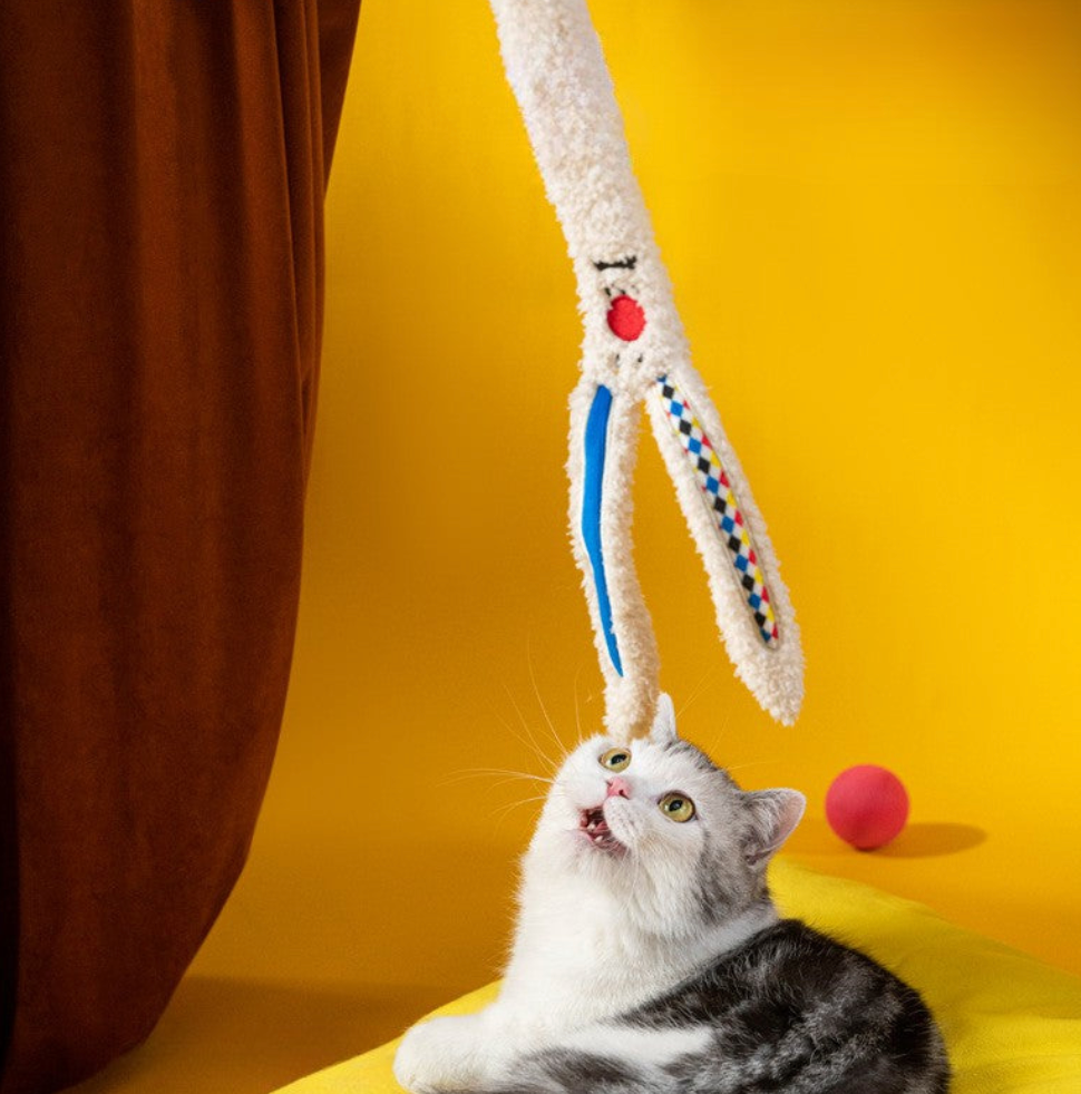 【PETSVILLE】PawSwing Cat Teaser Wand – Interactive Feather & Bell Toy for Cats, Self-Play & Boredom Relief