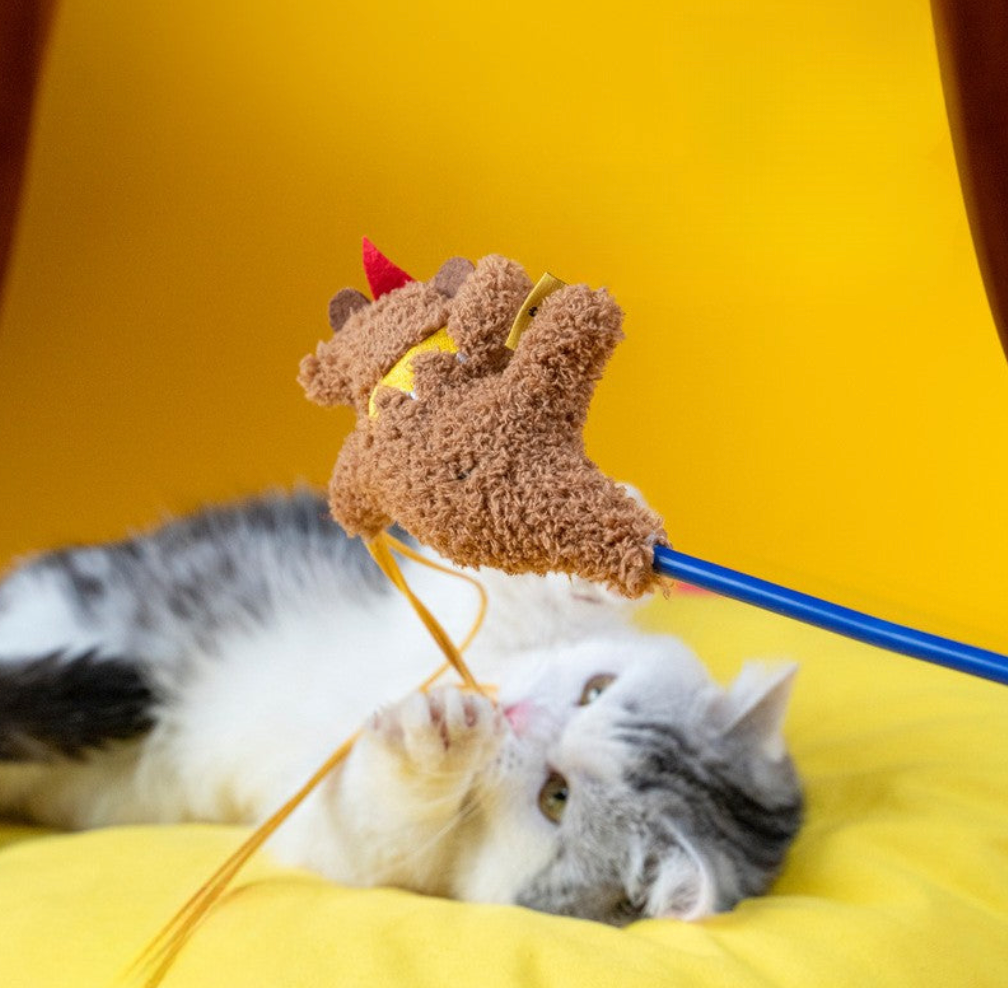 【PETSVILLE】PawSwing Cat Teaser Wand – Interactive Feather & Bell Toy for Cats, Self-Play & Boredom Relief