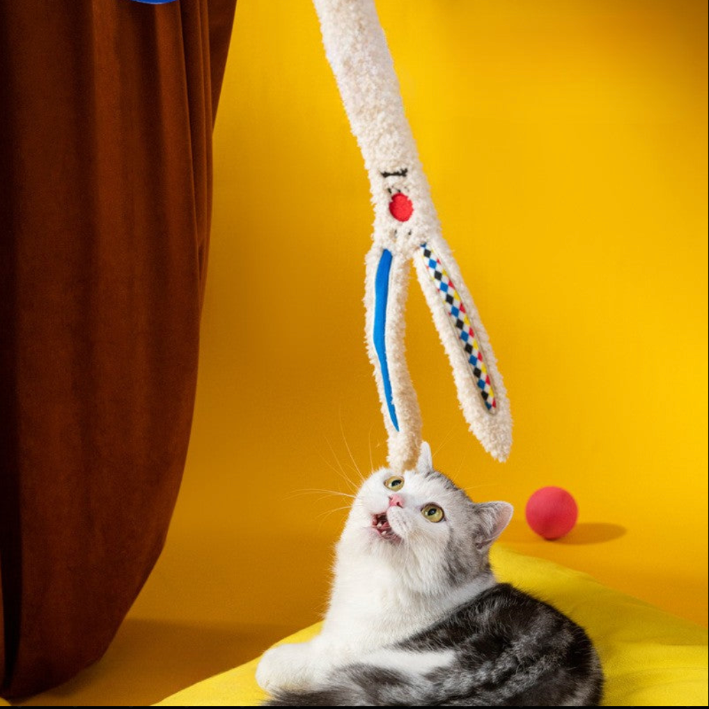 【PETSVILLE】PawSwing Cat Teaser Wand – Interactive Feather & Bell Toy for Cats, Self-Play & Boredom Relief